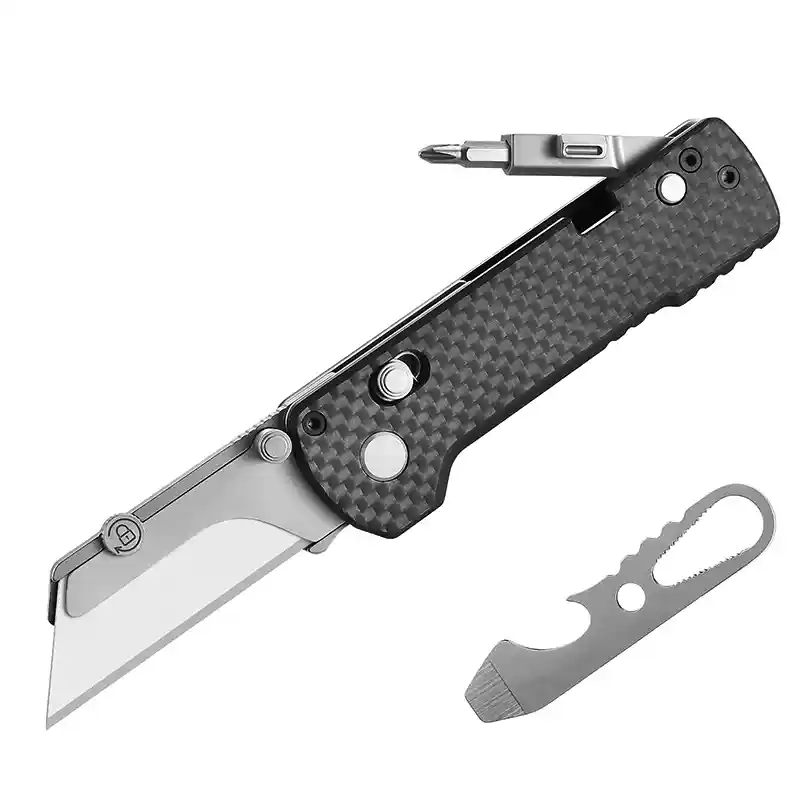 U1 Carbon Fiber/Donut Folding Knife Universal Utility Blade Pocket Knife