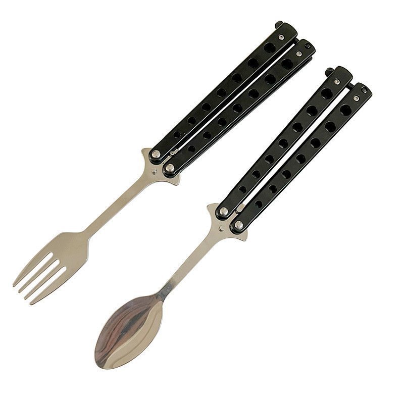 Тренировочный нож-бабочка Balisong Spoon, тренировочный нож для метания, ложка для супа, вилка