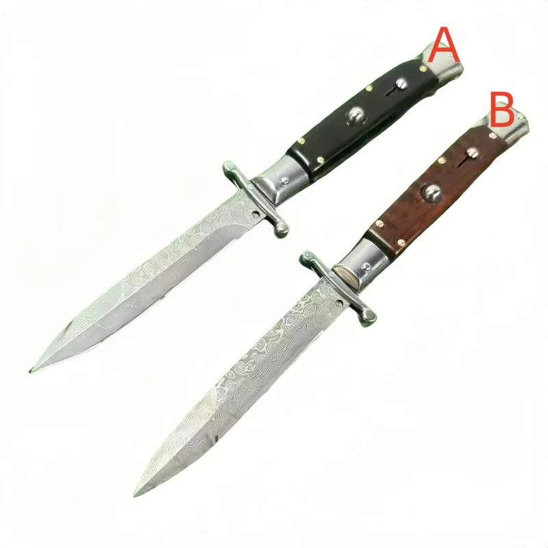Italian Stiletto Knife - Damascus Look Finish