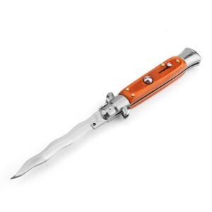 8.75 Inch Italian Stiletto Knife - Red Wood Finish Kris Blade