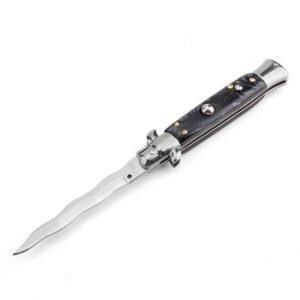 8.75 Inch Italian Stiletto Knife - Black Finish Kris Blade Series 2