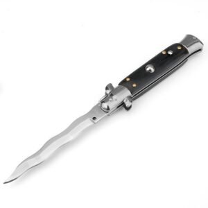 8.75 Inch Italian Stiletto Knife - Black Finish Kris Blade