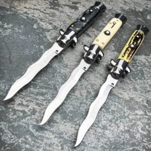 8.75 Inch Italian Stiletto Knife - Collector Finish 66 Kris Blade