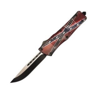 5.75 дюймов Confederate Flag D/A OTF Automatic Knife Black Tanto