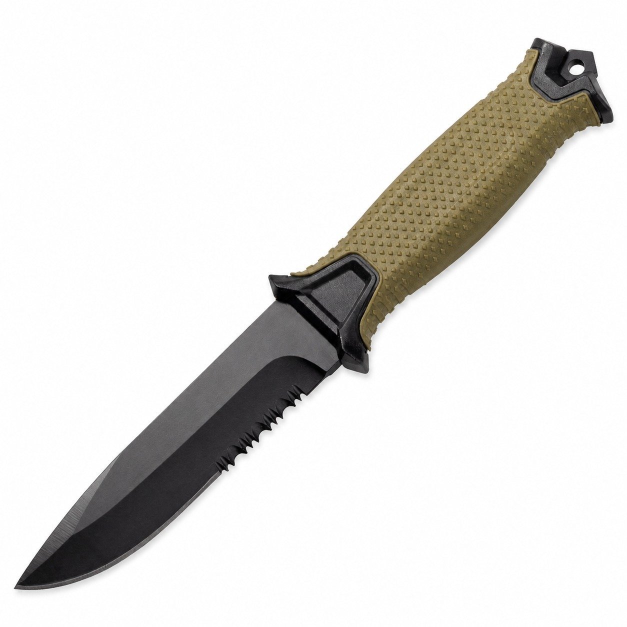 Outdoor Fixed Blade Knife with Partial Serration &ndash; Green